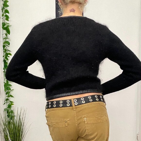 Surface To Air Full Zip wool/mohair cardigan Sweater Long Sleeve Size 38 Black - Picture 4 of 5